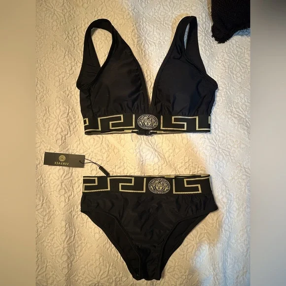 Versace black & gold swimsuit size 2 NWT - Picture 1 of 6
